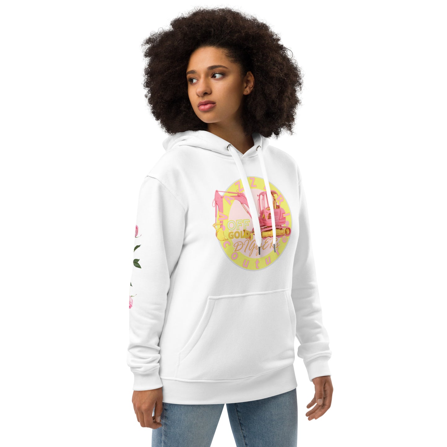 Gold Digger: Unisex Blanc Eclat Hoodie - Organic Hoodie: Smart Casual, Streetwear, Couture Statement, Fashion 2125