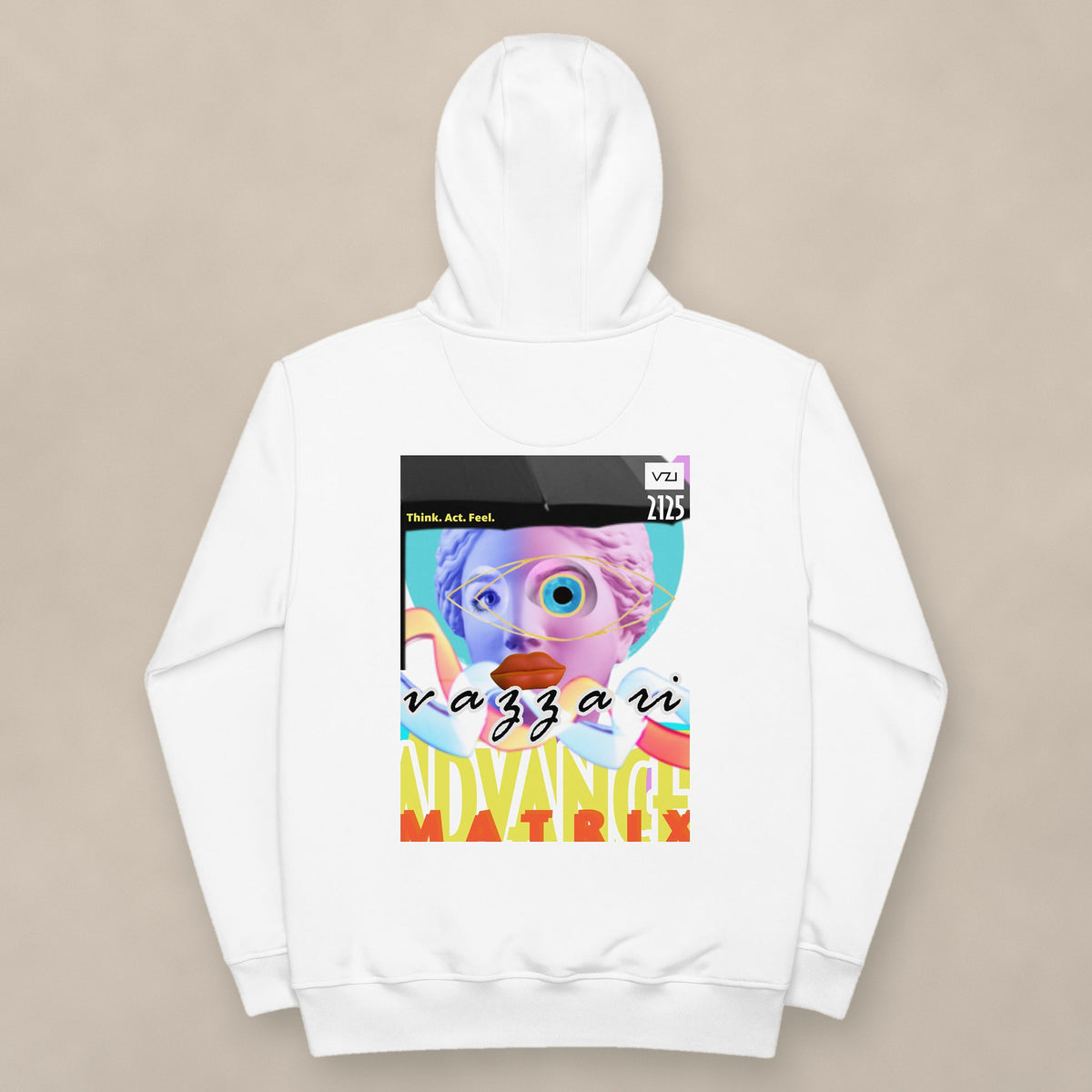 Vazzari Advance Matrix Hoodie on beige studio wall
