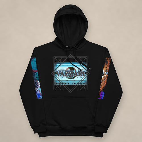 Vazzari AI Revolution Hoodie on beige studio wall