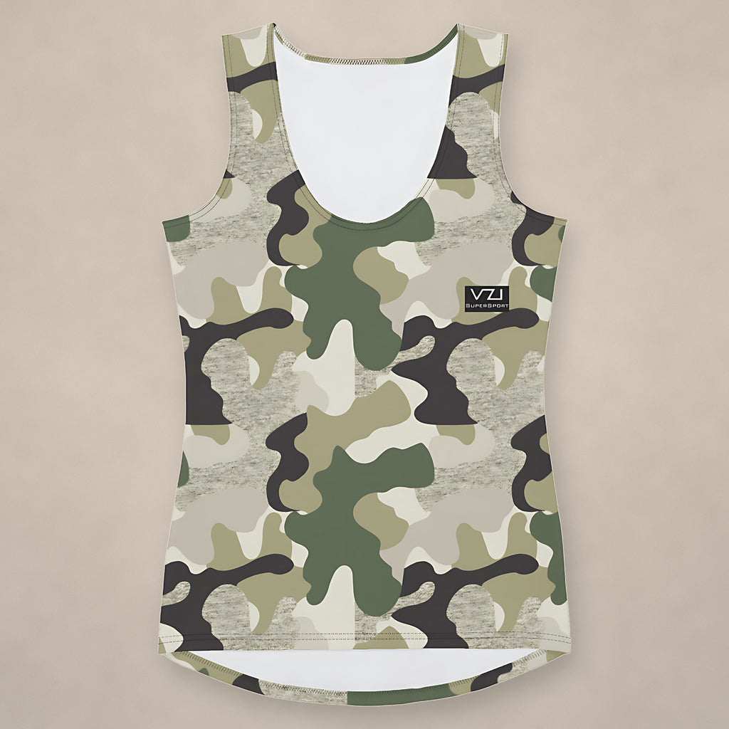 Vazzari Ammo Attire Tank Top on beige studio wall