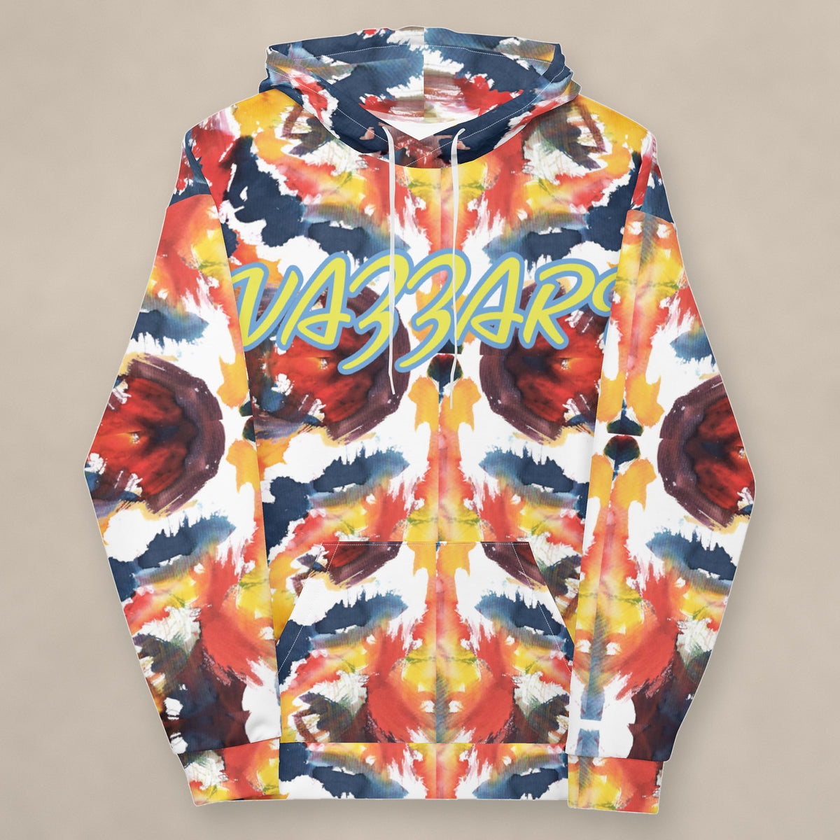 Vazzari Amor Vitae Fleece Hoodie on beige studio wall