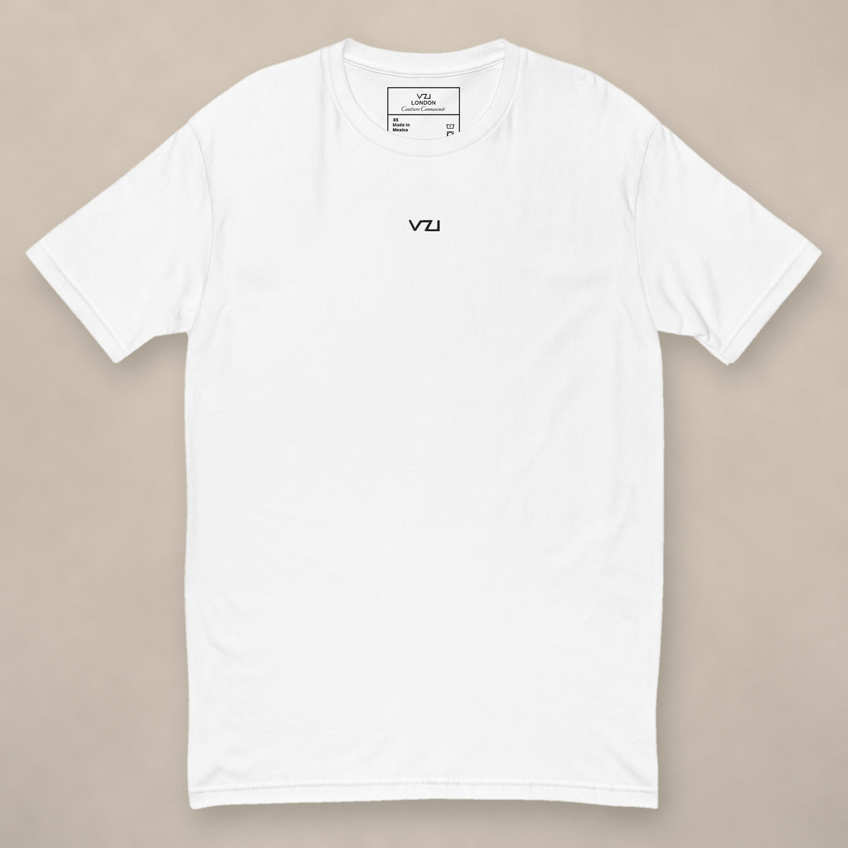 Vazzari Ancient Greece Fitted Tee on beige studio wall
