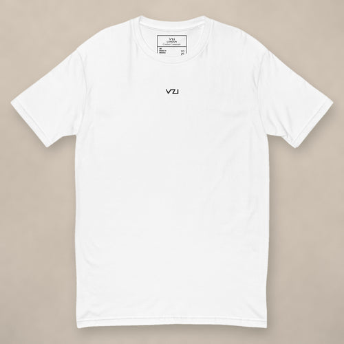Vazzari Ancient Greece Fitted Tee on beige studio wall