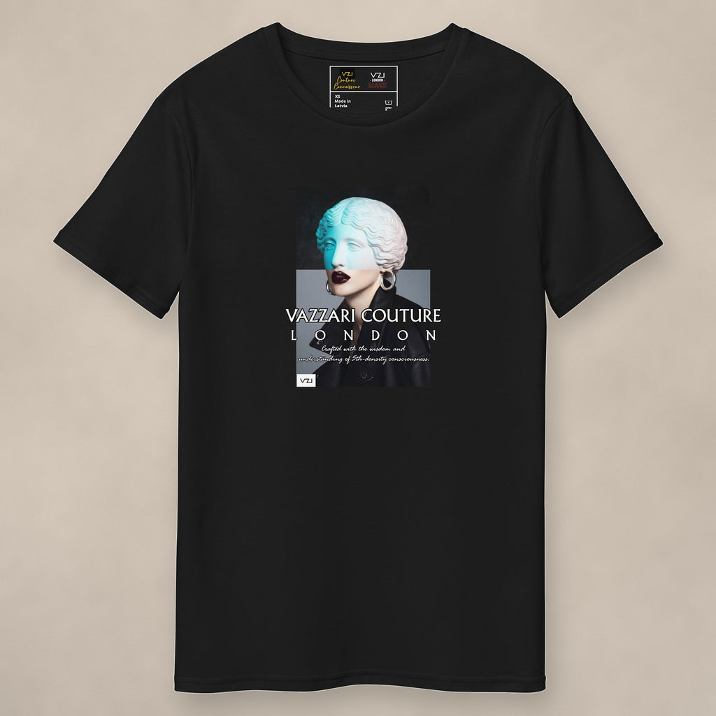Vazzari Aristocratic Brunette Tee on beige studio wall