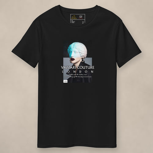 Vazzari Aristocratic Brunette Tee on beige studio wall