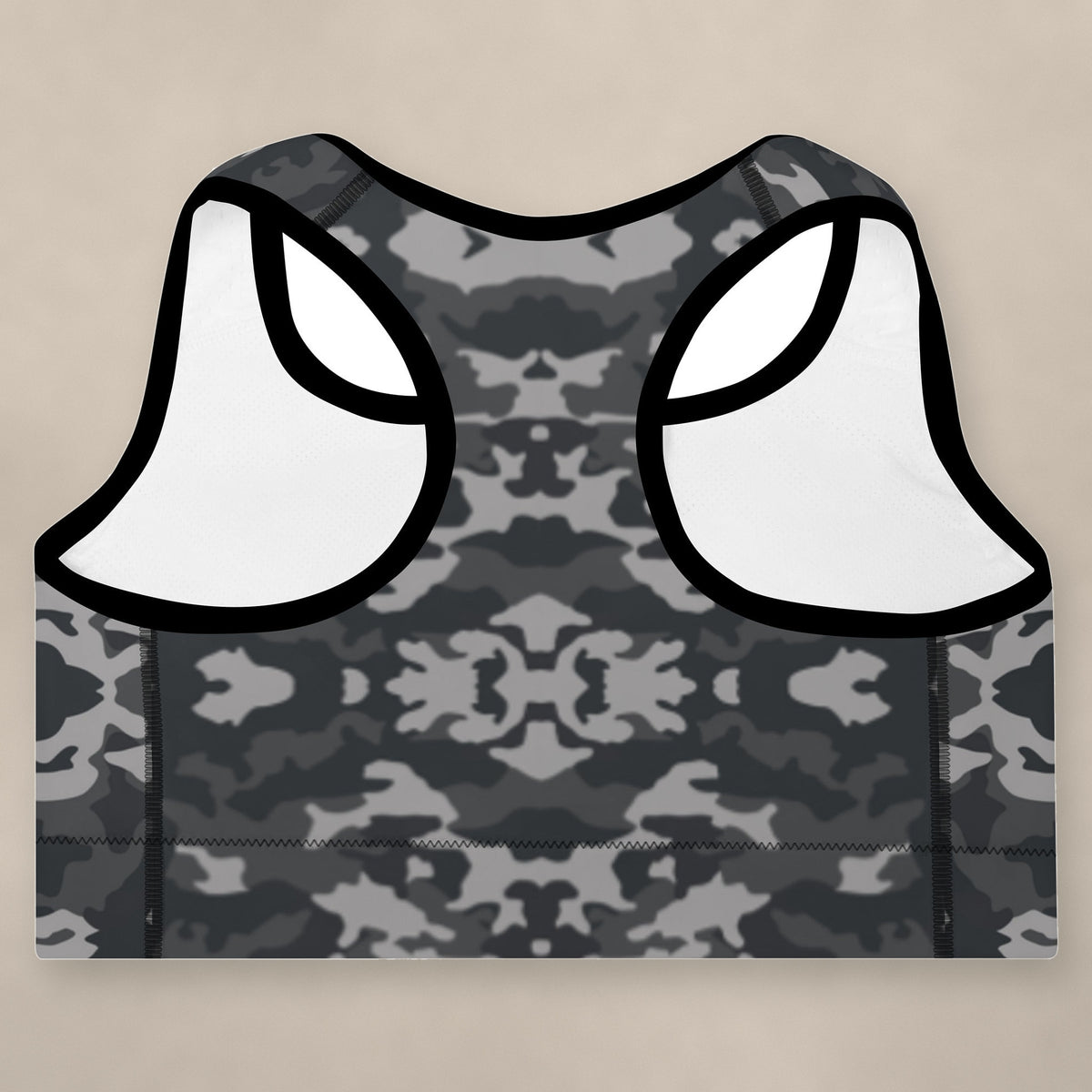 Vazzari Army 2075 Padded Bra on beige studio wall