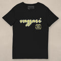 Vazzari Astute Society Tee on beige studio wall
