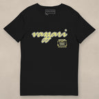 Vazzari Astute Society Tee on beige studio wall