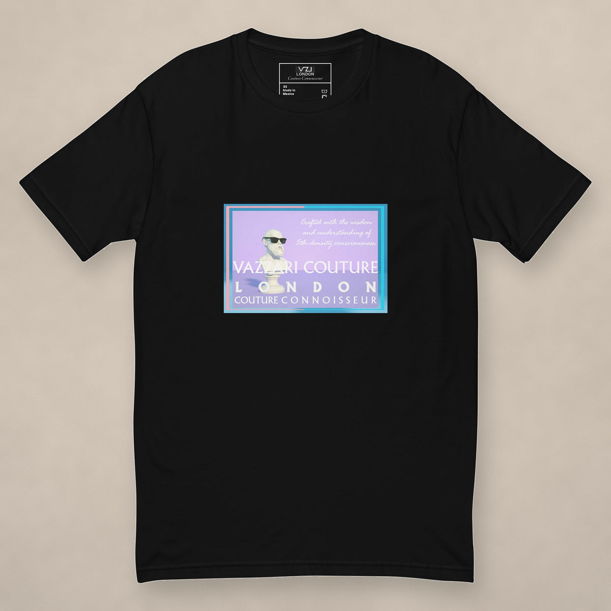 Vazzari Avant-Garde Fitted Tee on beige studio wall