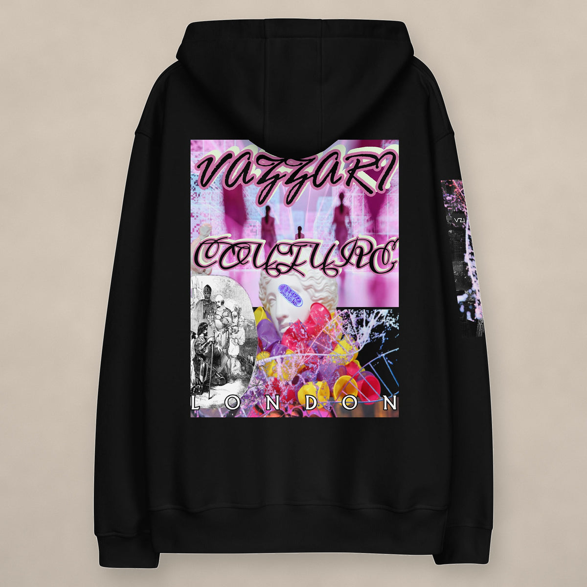 Vazzari Biohacker DNA Hoodie on beige studio wall