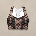 Vazzari Bordeaux Enclave Longline Bra on beige studio wall