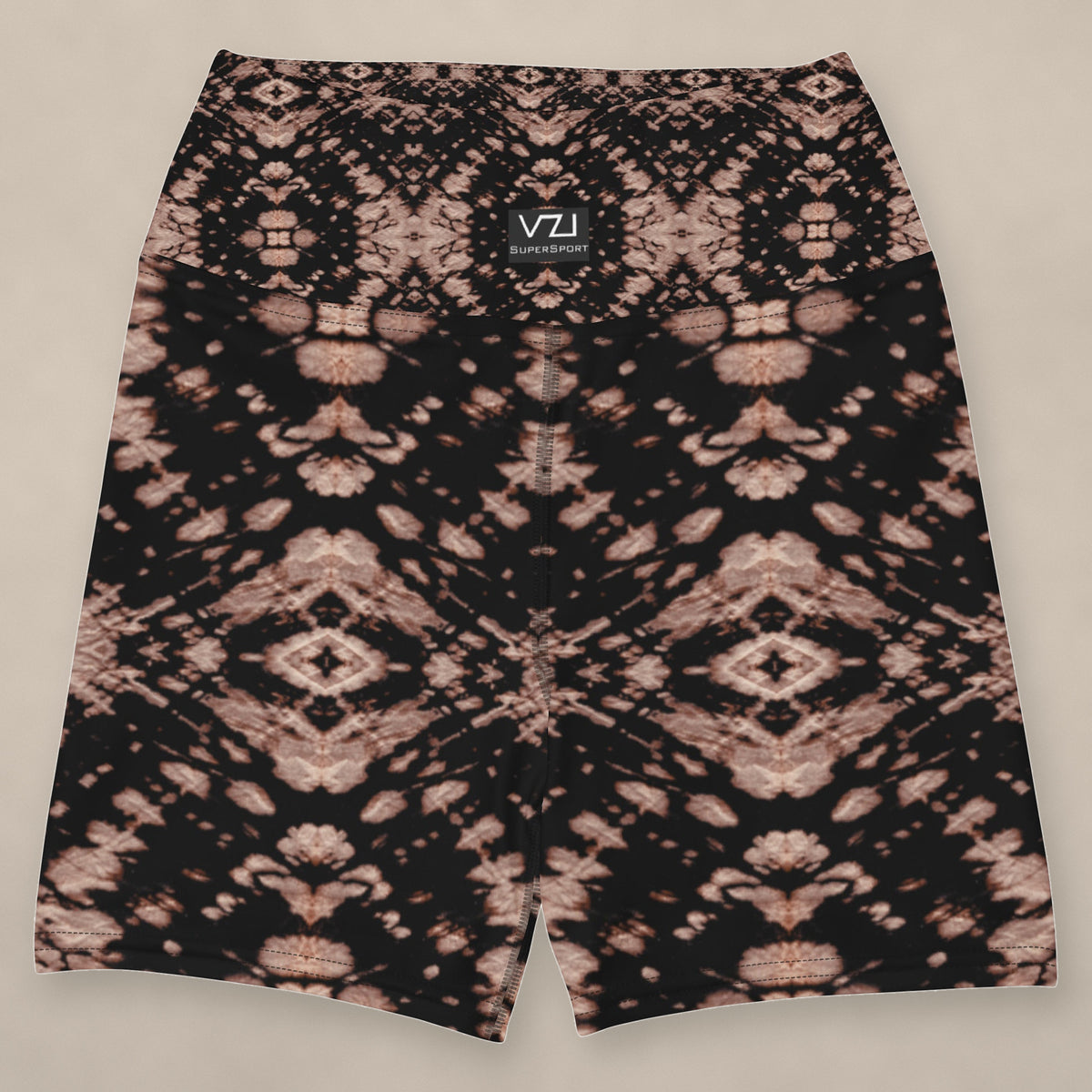 Vazzari Bordeaux Enclave Yoga Shorts on beige studio wall