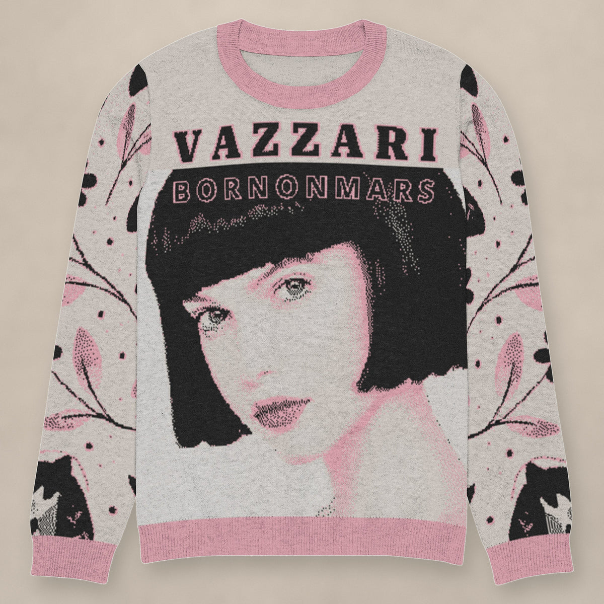 Vazzari Born On Mars Knit – Brunette on beige studio wall