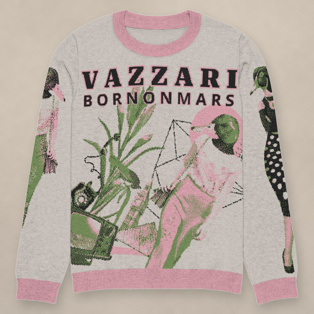 Vazzari Born On Mars Knit – Duck on beige studio wall