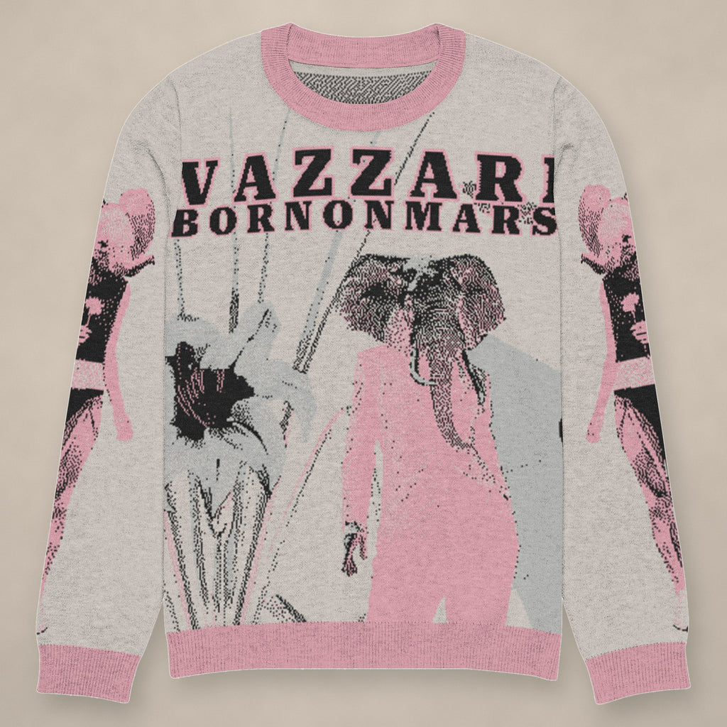 Vazzari Born On Mars Knit – Elephant on beige studio wall