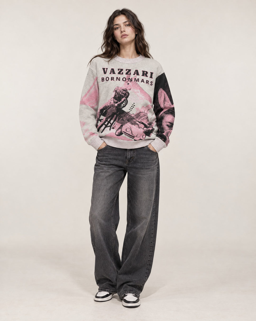 Vazzari Born On Mars Knit – Rabbit worn by model (woman)
