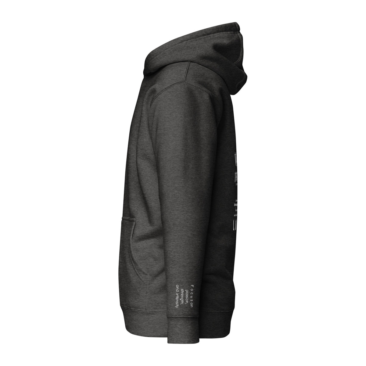 Vazzari Aethonius Men's Hoodie – Charcoal Heather – left view – clean studio shot