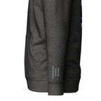 Vazzari Lunaris Hoodie – Charcoal Heather – left sleeve detail – clean studio shot
