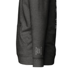 Vazzari Aethonius Men's Hoodie – Charcoal Heather – left sleeve detail – clean studio shot