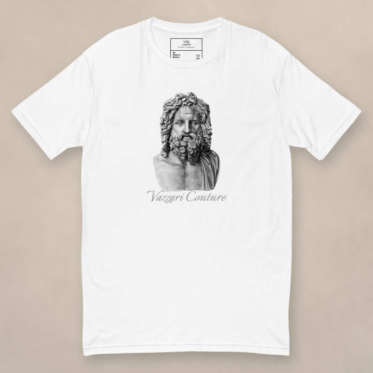 Vazzari Club Inked Fitted Tee on beige studio wall