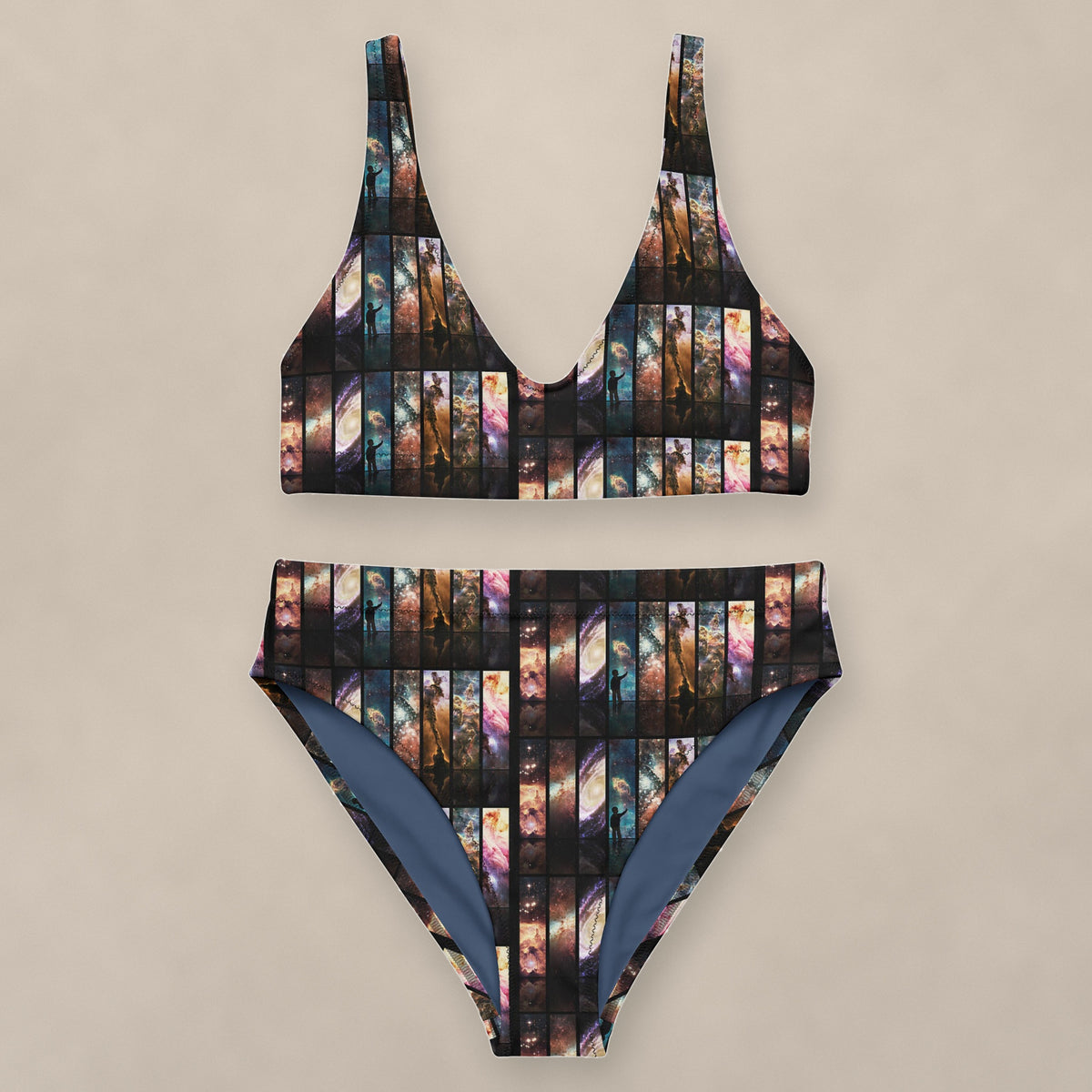 Vazzari Cosmos Bikini Set on beige studio wall