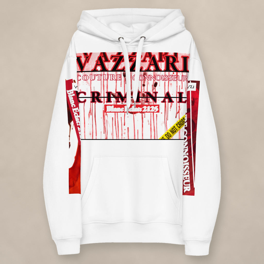 Vazzari Criminal Blanc Hoodie on beige studio wall