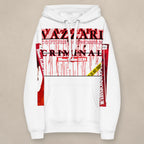 Vazzari Criminal Blanc Hoodie on beige studio wall