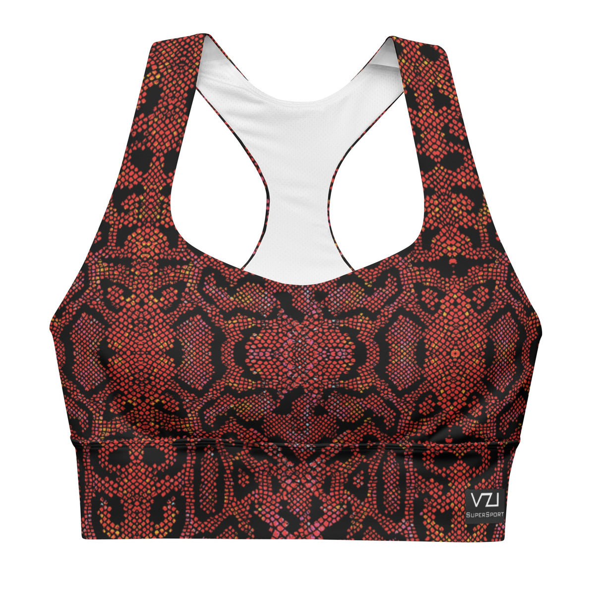 Vazzari Crimson Serpent Longline Bra – front view – clean studio shot
