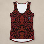 Vazzari Crimson Serpent Tank Top on beige studio wall
