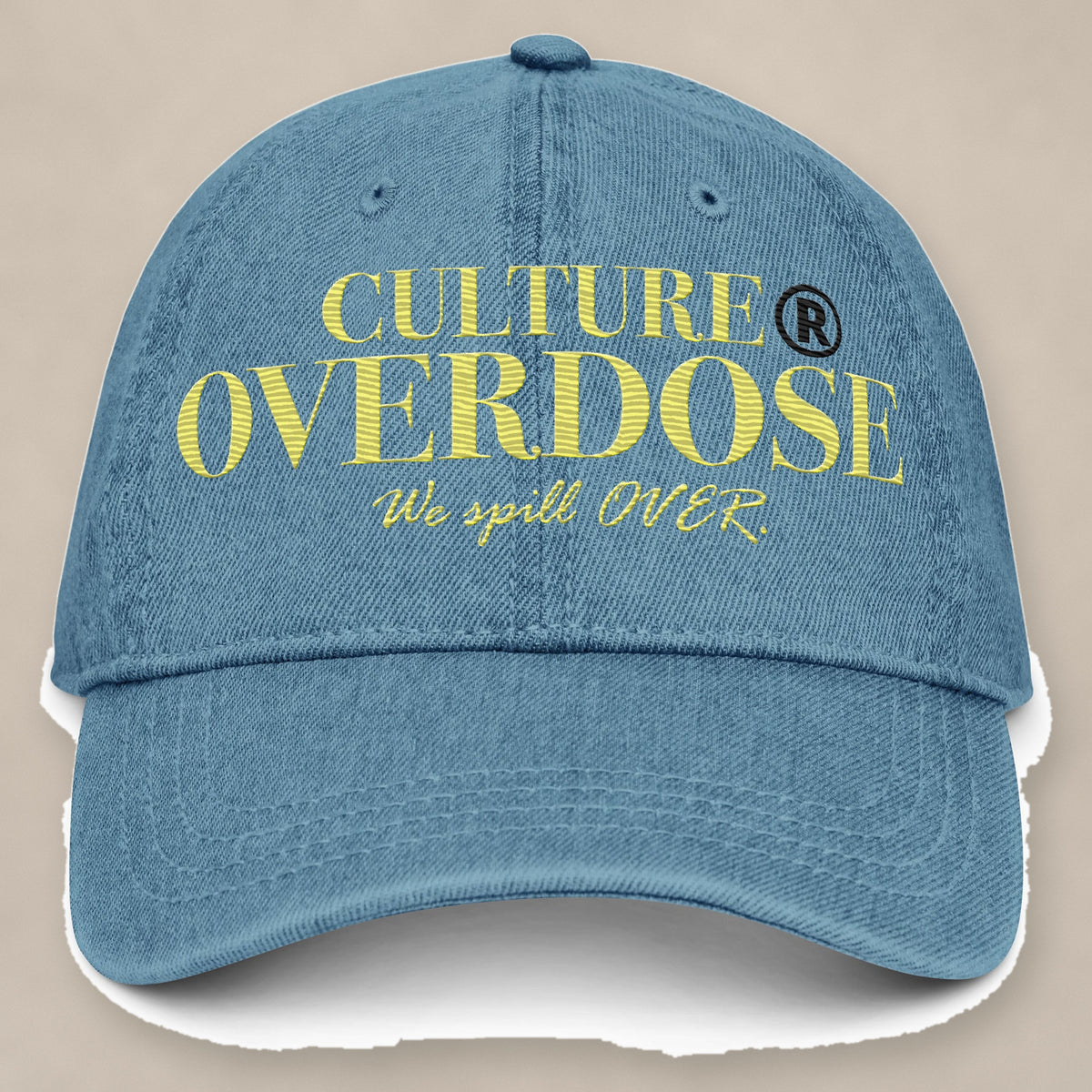 Vazzari Culture Overdose Hat – Dolly on beige studio wall