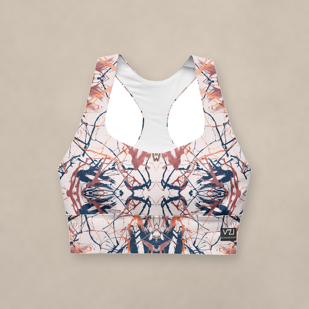 Vazzari Cybernetic 2075 Longline Bra on beige studio wall