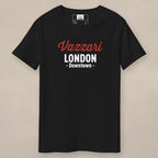 Vazzari Downtown London Tee – Harley on beige studio wall