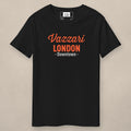 Vazzari Downtown London Tee – Orange on beige studio wall