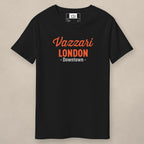 Vazzari Downtown London Tee – Orange on beige studio wall