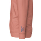 Vazzari Omnimira Women's Hoodie – Dusty Rose – left sleeve detail – clean studio shot