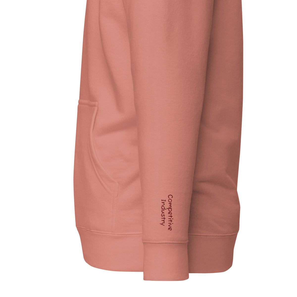Vazzari Nuvanta Women's Hoodie – Dusty Rose – left sleeve detail – clean studio shot