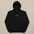 Vazzari Eco Hoodie – Green on beige studio wall