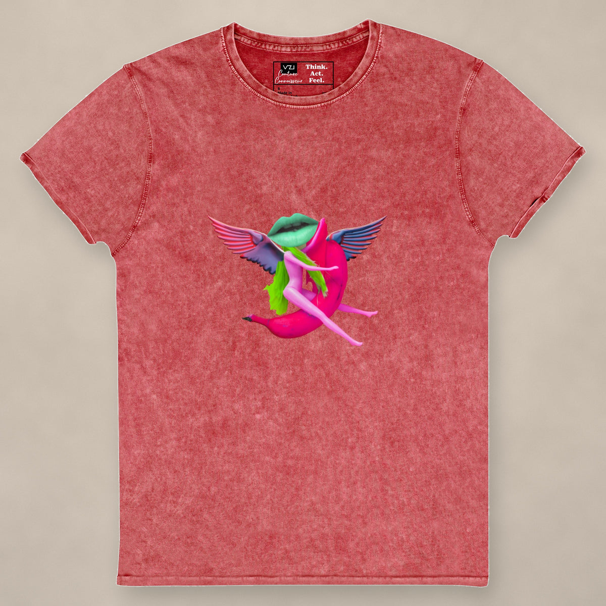 Vazzari Ecstasy Allure Women's Tee on beige studio wall