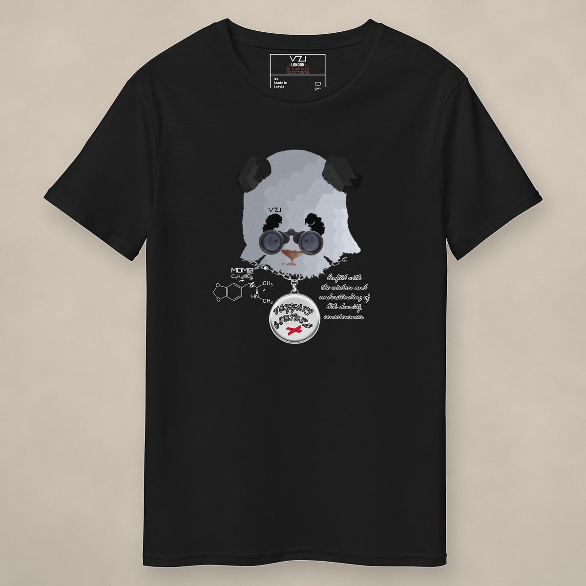 Vazzari Ecstasy Panda Tee on beige studio wall
