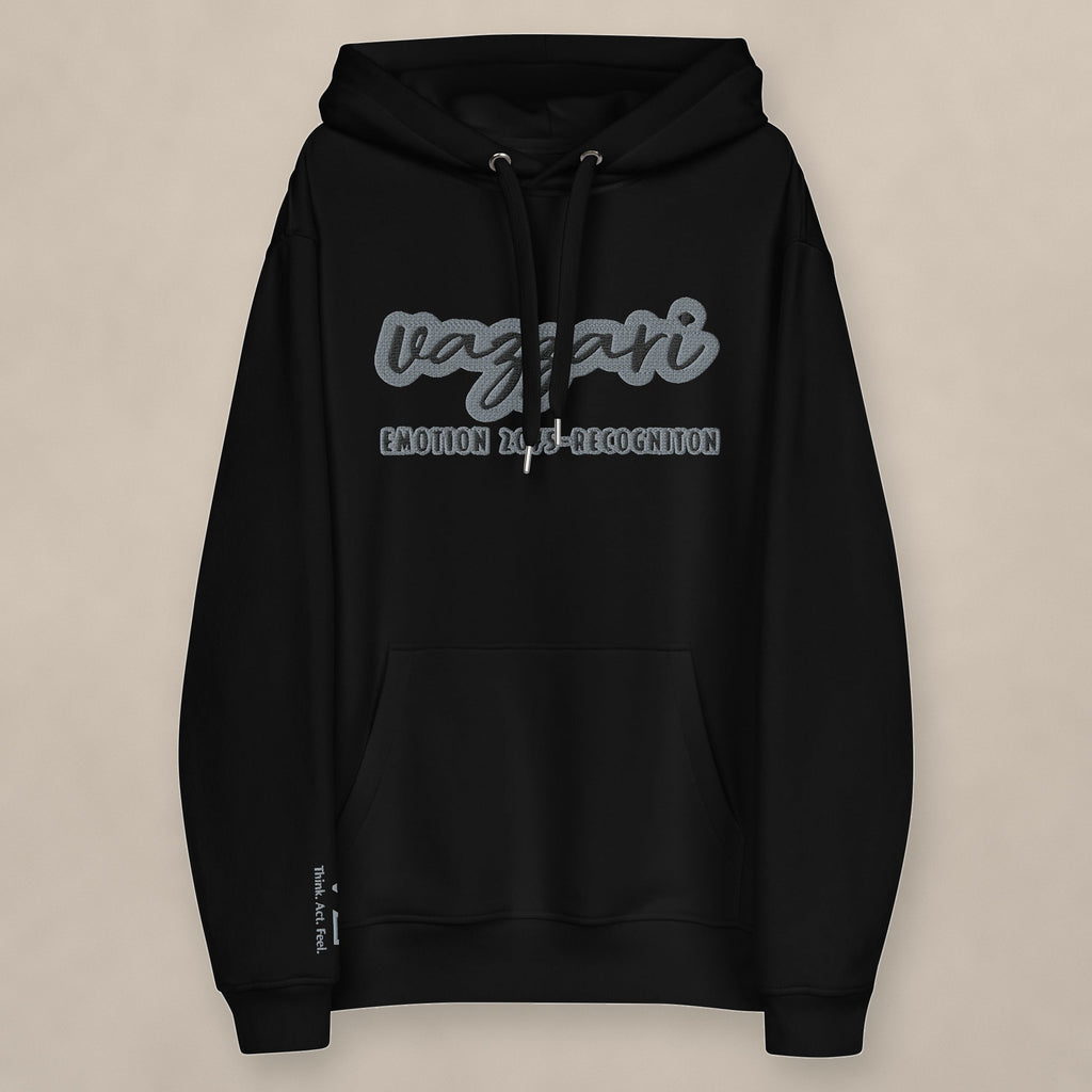 Vazzari Emotion Recognition Hoodie on beige studio wall