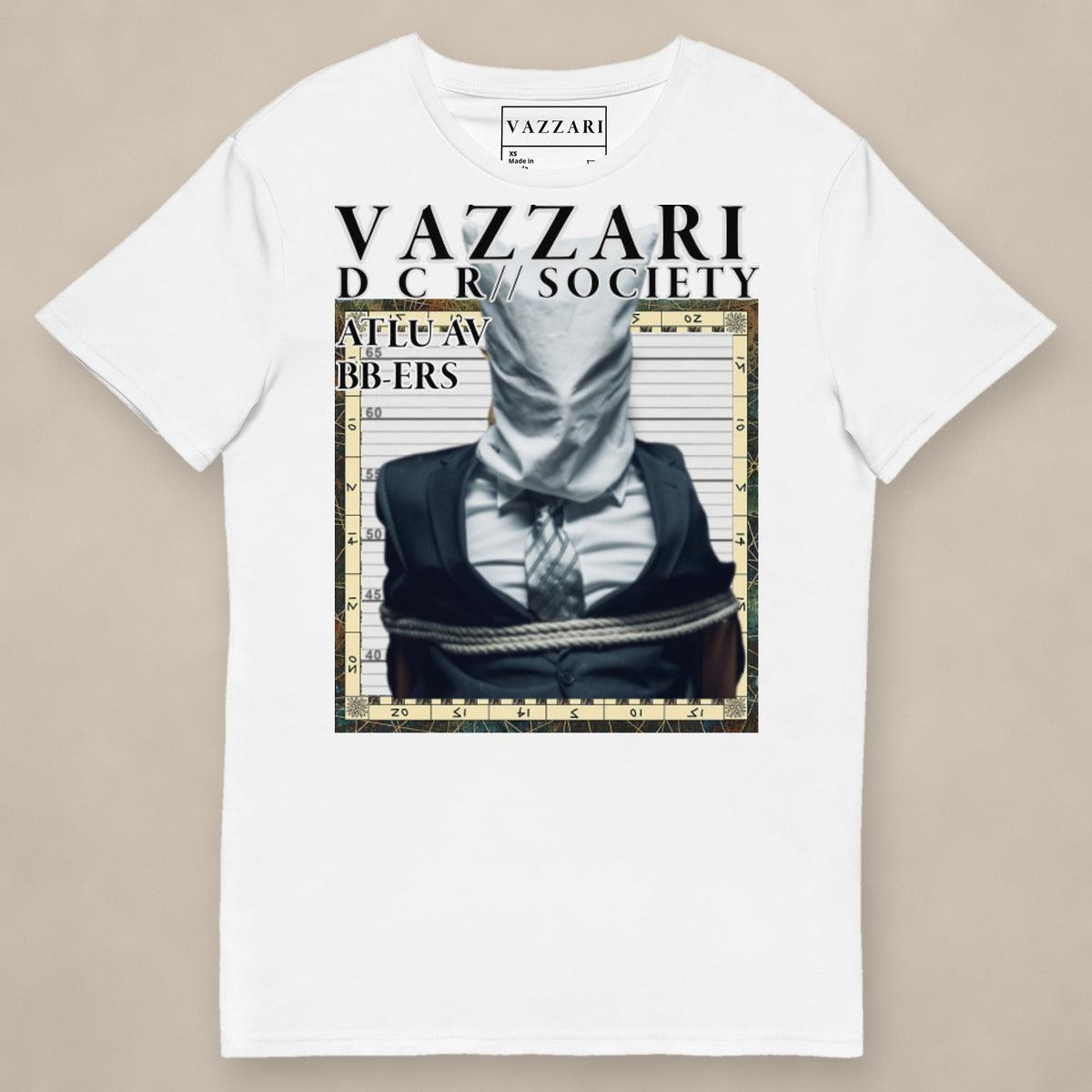 Vazzari Faceless Icon Tee on beige studio wall