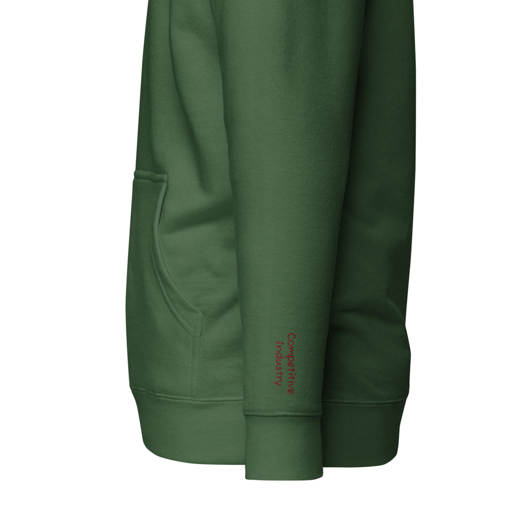 Vazzari Nuvanta Women's Hoodie – Forest Green – left sleeve detail – clean studio shot