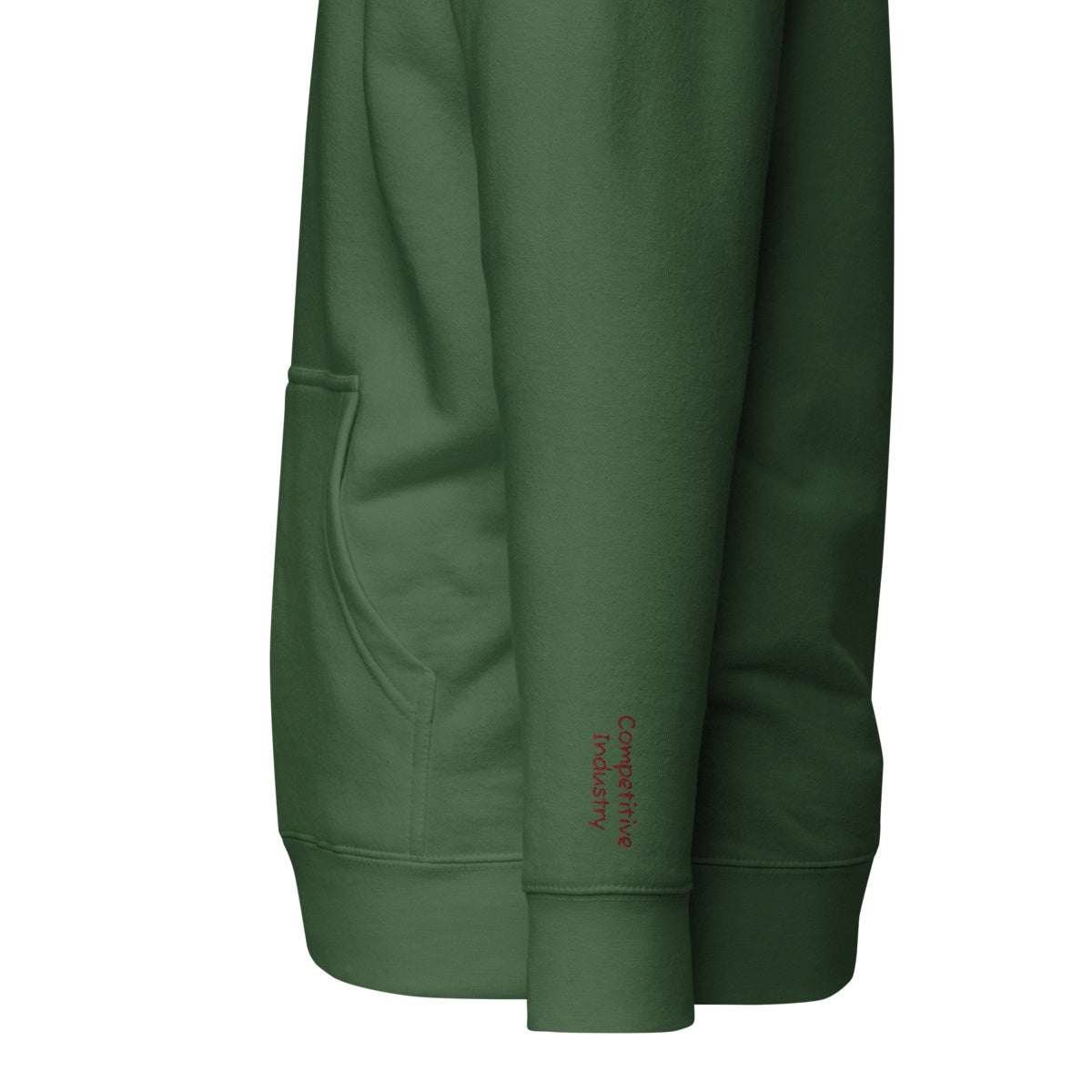 Vazzari Nuvanta Women's Hoodie – Forest Green – left sleeve detail – clean studio shot