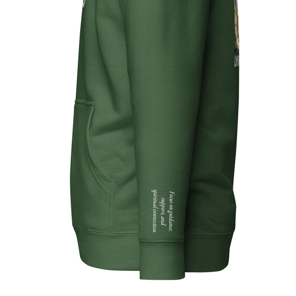 Vazzari Azurael Men's Hoodie – Forest Green – left sleeve detail – clean studio shot