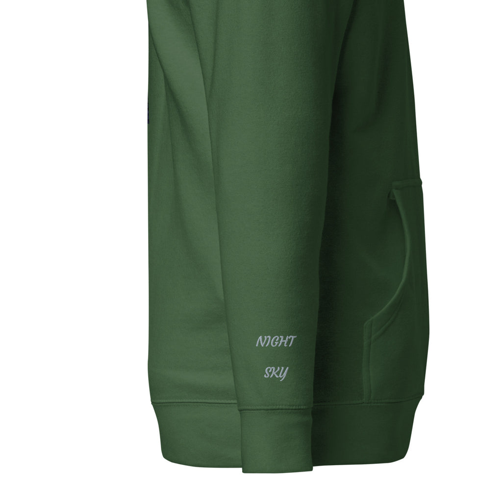 Vazzari Lunaris Hoodie – Forest Green – right sleeve detail – clean studio shot