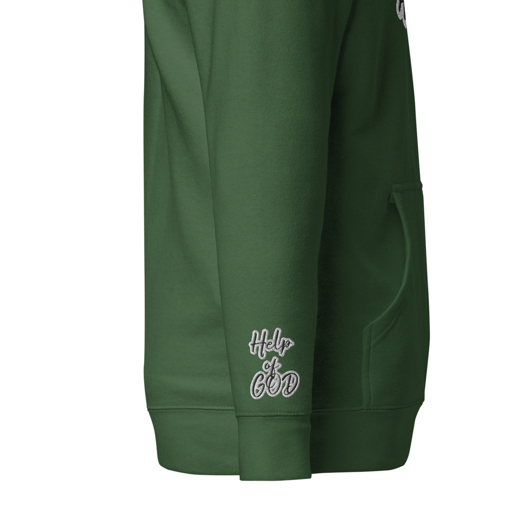 Vazzari Azurael Men's Hoodie – Forest Green – right sleeve detail – clean studio shot