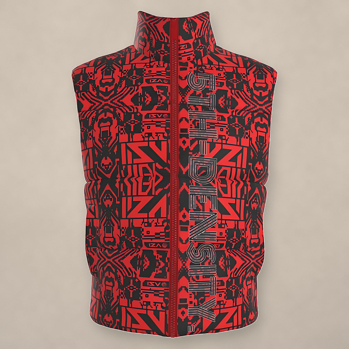 Vazzari Forged Gilet 5th Density II on beige studio wall