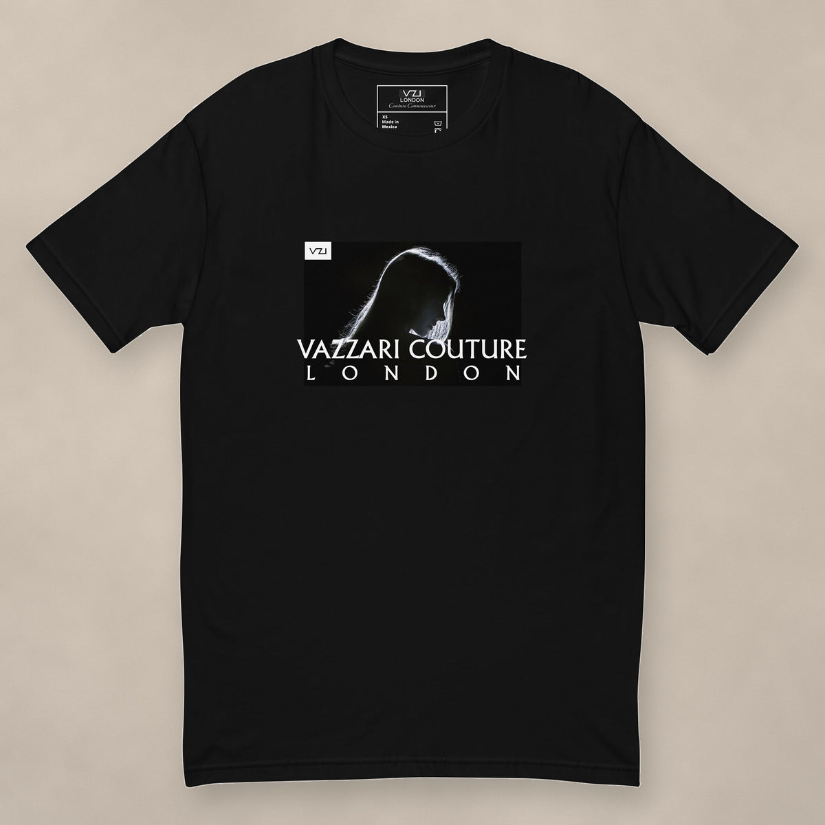 Vazzari Glimpse of Hope Fitted Tee on beige studio wall