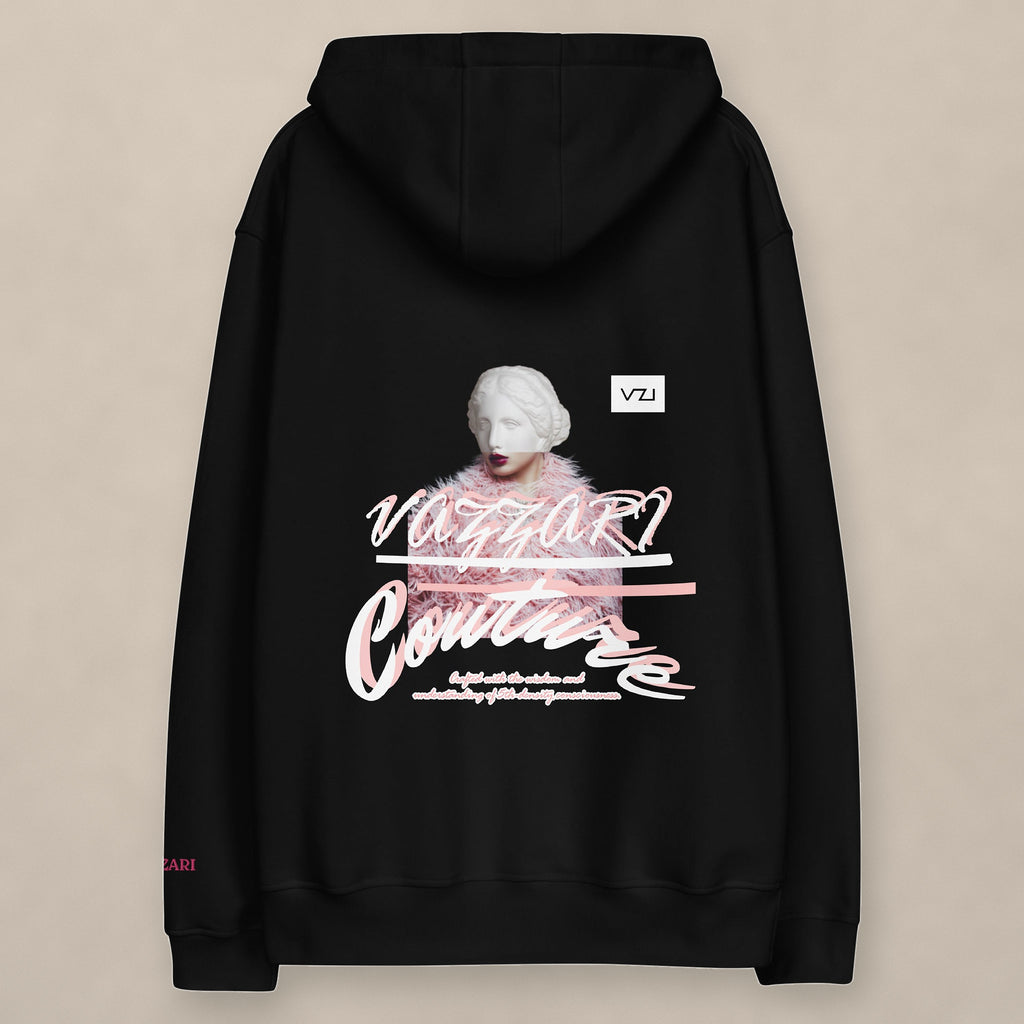 Vazzari Goddess Hybrid Women's Hoodie on beige studio wall