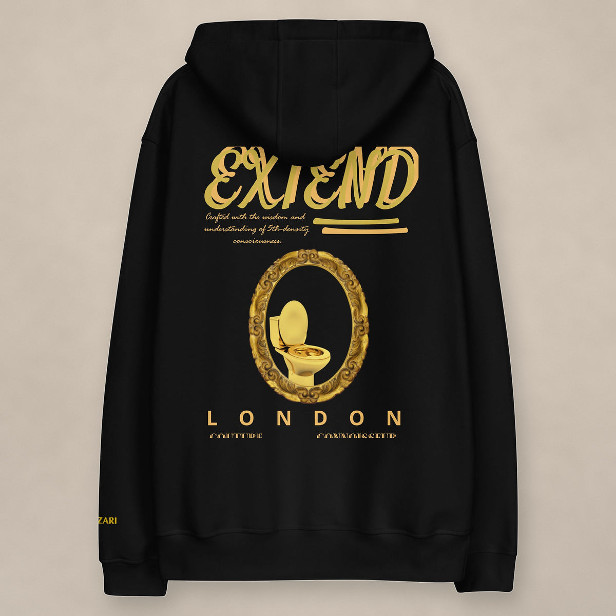 Vazzari Grandeur Throne Hoodie on beige studio wall
